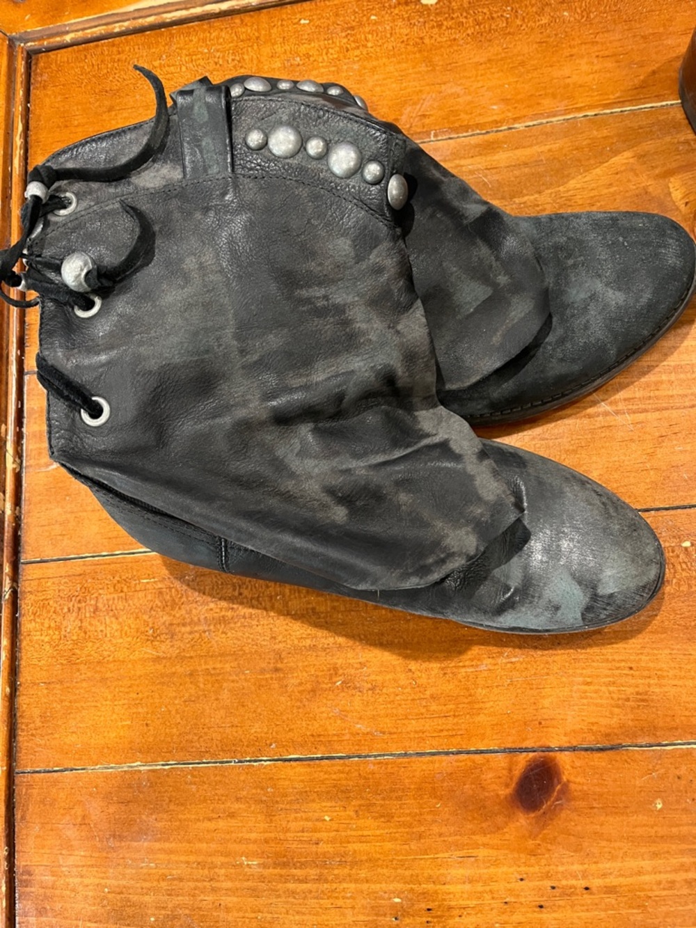 Frye Black Suede Studded Ankle Boots